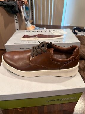 Supply Lab Men’s Whaley Lace Up Fashion Sneakers Brown Leather Size 9.5 M